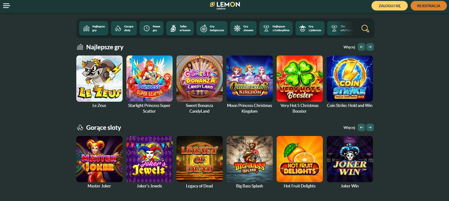 Przegląd gier w Lemon Casino
